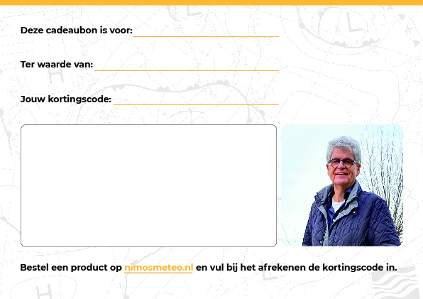 Voorkant van de NimosMeteo cadeaubon